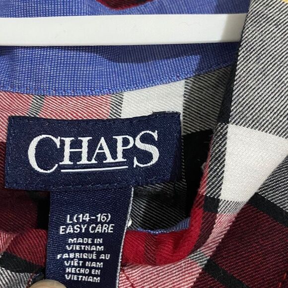 CHAPS BIG BOYS’ RED MULTICOLOR BUTTON DOWN FLANNEL SHIRT Size-L(14-16) - Picture 5 of 6
